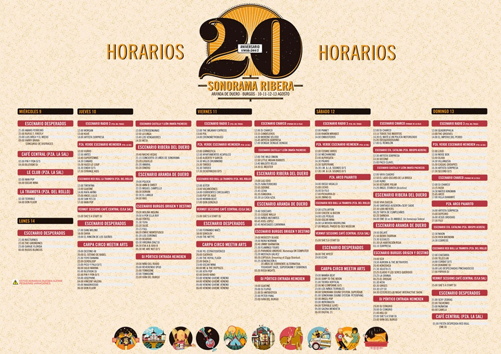 Sonorama 2017 - Horarios
