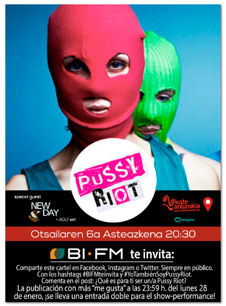 Pussy Riot, en Bilbao en febrero de 2019 con BI FM. Sorteo de entradas